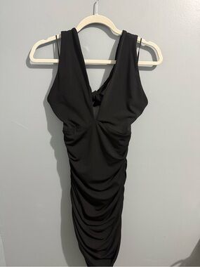 Abercrombie Black Multi Way Ruched Black Mini Dress Size Small